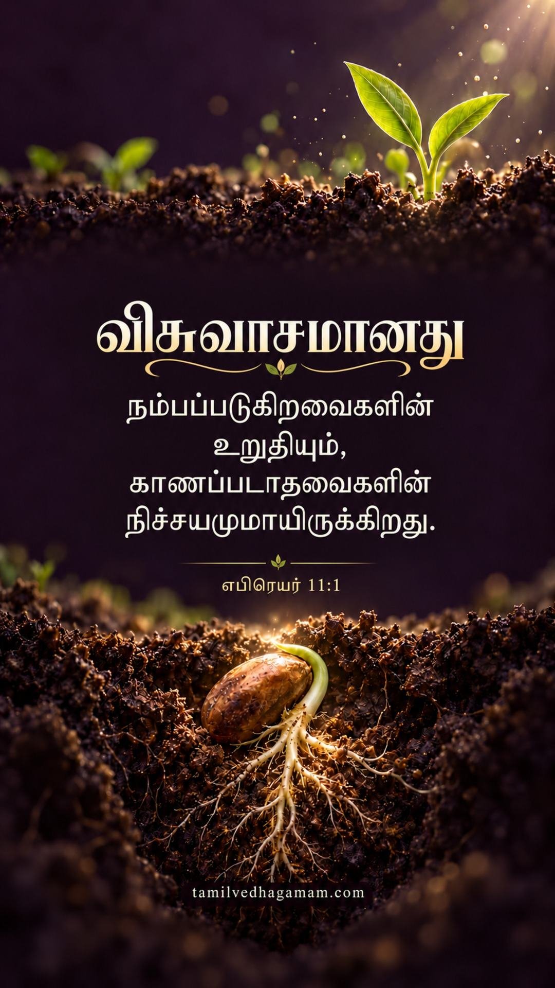 எபிரெயர் 11:1 (Hebrews 11:1): விசுவாசமானது நம்பப்படுகிறவைகளின் உறுதியும், காணப்படாதவைகளின் நிச்சயமுமாயிருக்கிறது. · 22 October 2026